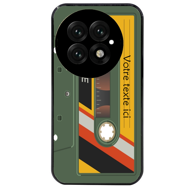Coque noire taperso pour OnePlus 13 personnalisable avec motif cassette kaki protection antichoc personnalisée