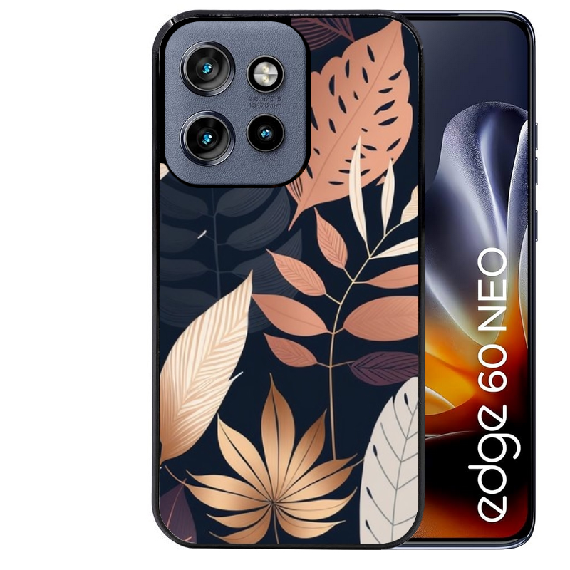 Coque noire taperso pour Moto Edge 60 et Neo Fusion Pro avec motif jungle et feuilles protection antichoc personnalisée