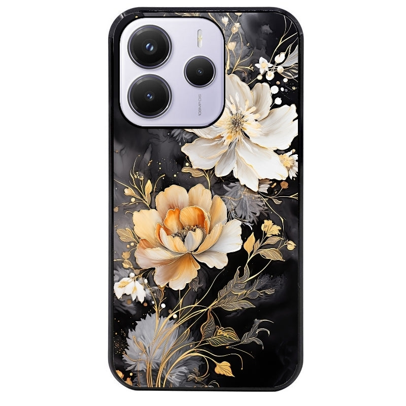 Coque noire taperso pour Redmi Note 14 et PRO PLUS 4G 5G avec motif fleur blanche protection antichoc personnalisée