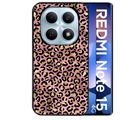 Coque noire taperso pour Redmi Note 15 et PRO PLUS 4G 5G avec motif leopard rose protection antichoc personnalisée