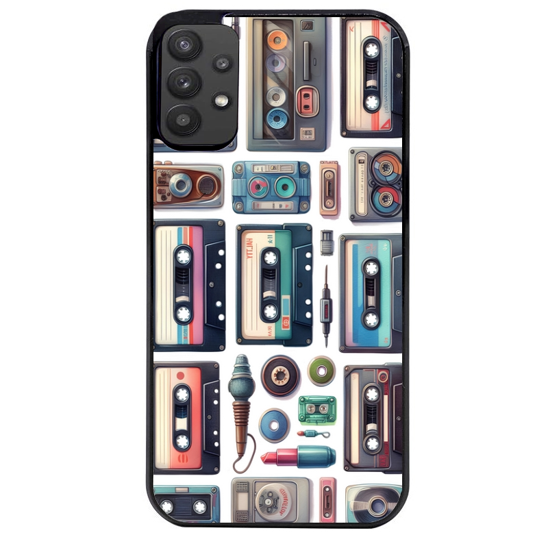Coque noire taperso pour galaxy A22 A32 A52 A52S 4G 5G  avec motif cassette multi protection antichoc personnalisée