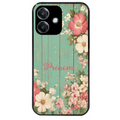 Coque noire taperso pour OPPO A40 avec motif bois et fleur avec votre prenom protection antichoc personnalisée