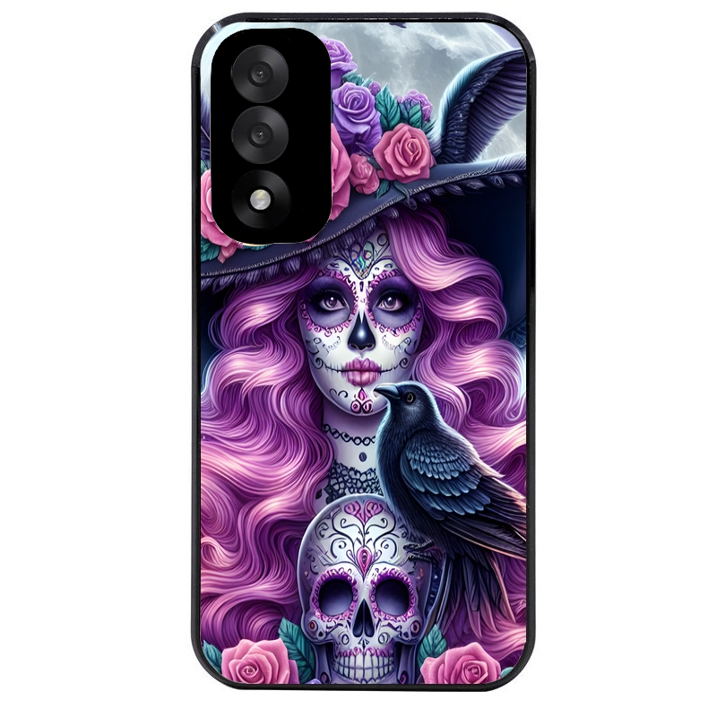 Coque noire taperso pour OnePlus Nord 5 avec motif tete de mort calavera et corbeau protection antichoc personnalisée