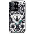 Coque noire taperso pour POCO C85 avec motif loup et fleur protection antichoc personnalisée