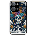 Coque noire taperso pour POCO C85 avec motif tete de mort drama queen protection antichoc personnalisée