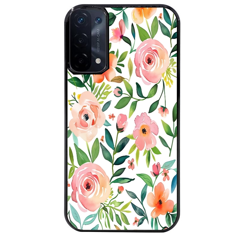 Coque noire taperso pour OPPO A54 et A74 5G avec motif fleur des champs protection antichoc personnalisée