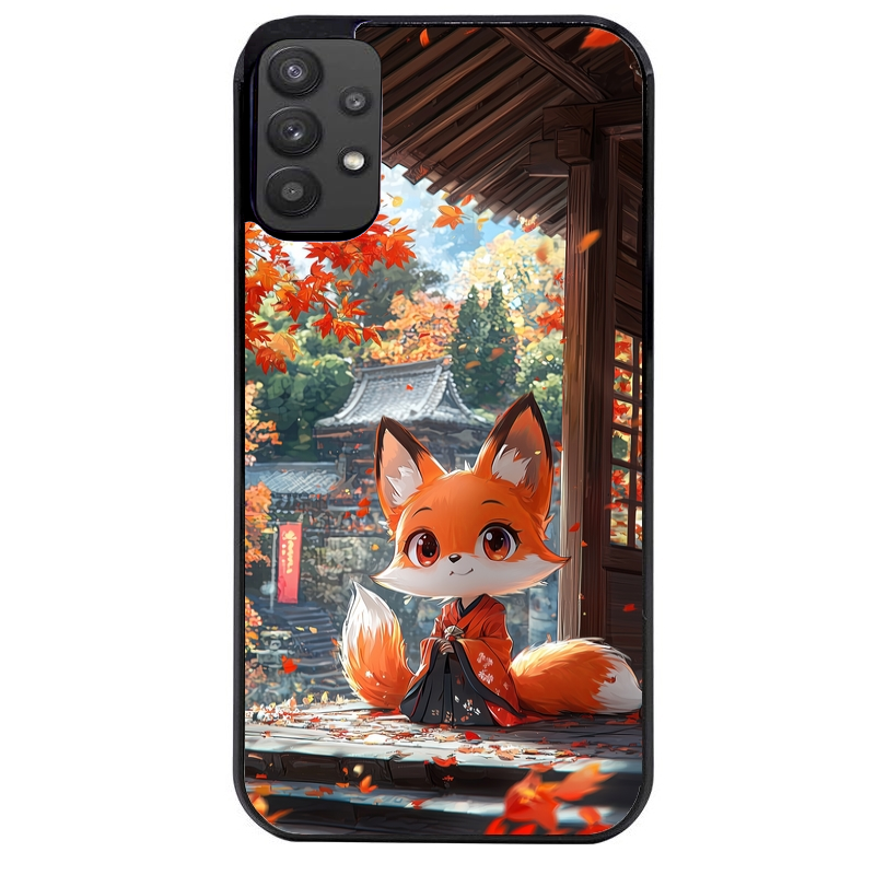 Coque noire taperso pour galaxy A22 A32 A52 A52S 4G 5G  avec motif renard et fox anime protection antichoc personnalisée