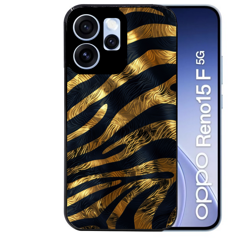 Coque noire taperso pour OPPO Reno 15 et F FS 5G avec motif zebre gold protection antichoc personnalisée