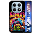 Coque noire taperso pour Redmi Note 15 et PRO PLUS 4G 5G avec motif gamer life protection antichoc personnalisée
