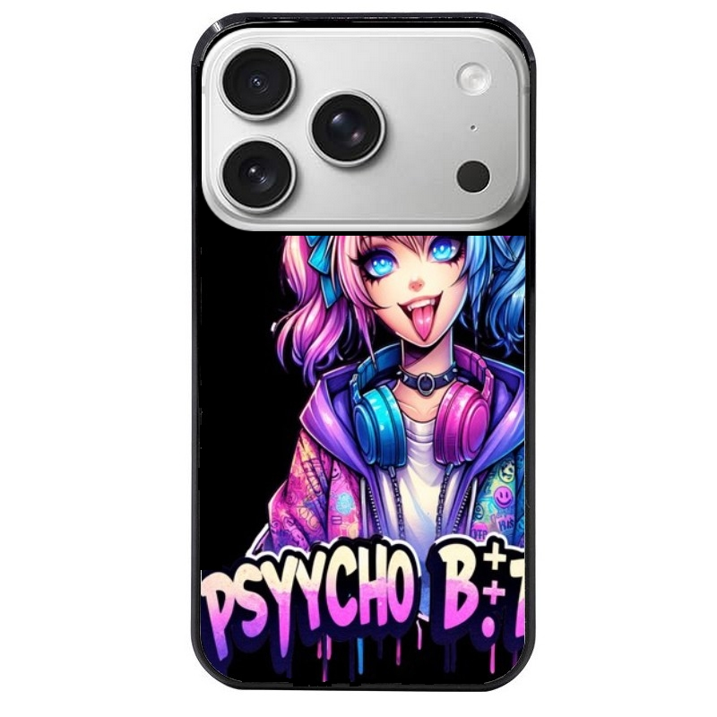 Coque noire taperso pour Iphone 17 17E AIR MAX PRO avec motif anime manga et psycho protection antichoc personnalisée