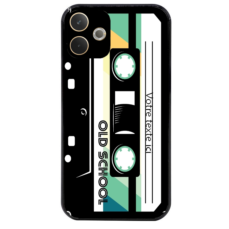 Coque noire taperso pour OPPO A5 PRO 4G et 5G personnalisable avec motif cassette vintage protection antichoc personnalisée