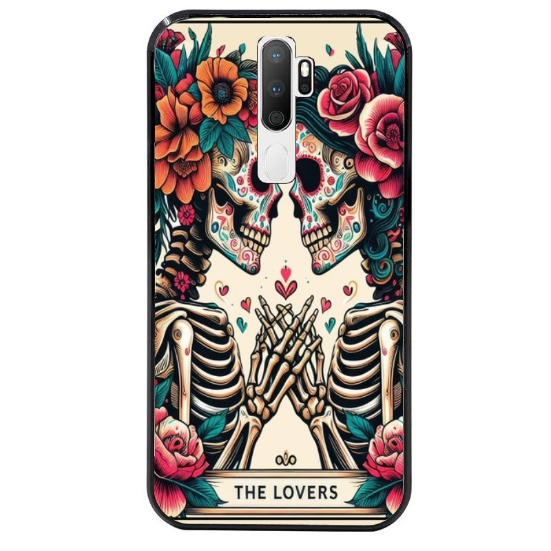 Coque noire taperso pour OPPO A5 A9 2020 avec motif tete de mort lovers protection antichoc personnalisée