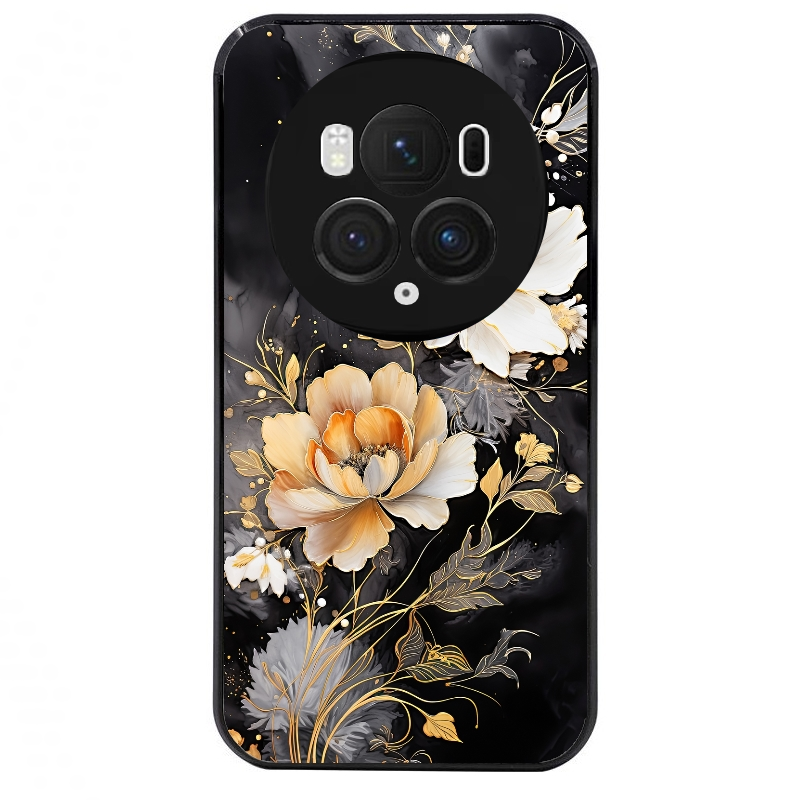 Coque noire taperso pour Magic 5 6 LITE et PRO avec motif fleur blanche protection antichoc personnalisée
