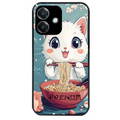 Coque noire taperso pour OPPO A40 avec motif chat ramen cerisier protection antichoc personnalisée