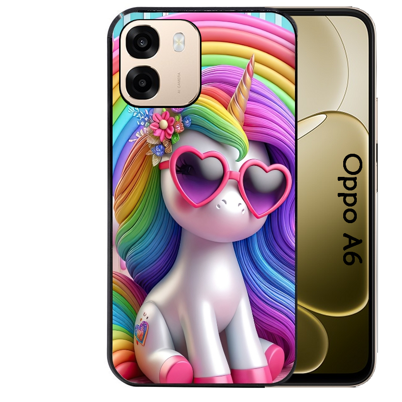 Coque noire taperso pour OPPO A6 A6X 4G et 5G avec motif licorne pop art protection antichoc personnalisée