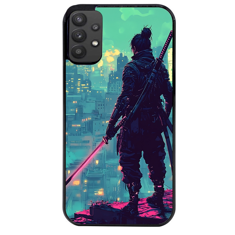 Coque noire taperso pour galaxy A22 A32 A52 A52S 4G 5G  avec motif samourai new york protection antichoc personnalisée