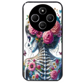 Coque noire taperso pour POCO C75 avec motif tete de mort calavera papillon protection antichoc personnalisée