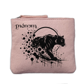 Porte monnaie personnalisé motif panthere black rose clair en feutrine en feutrine