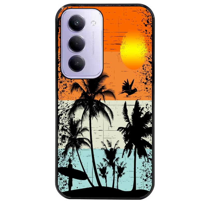 Coque noire taperso pour Redmi 15 4G et 5G avec motif hawai sun protection antichoc personnalisée