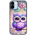 Coque noire taperso pour Redmi A1 et A2 avec motif chouette violette protection antichoc personnalisée