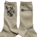 Chaussettes personnalisée paillettes doré motif tëte de mort fleur