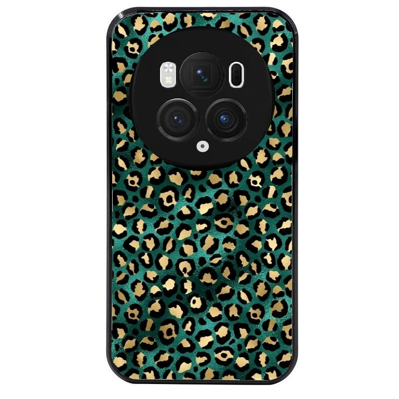 Coque noire taperso pour Magic 5 6 LITE et PRO avec motif leopard vert protection antichoc personnalisée