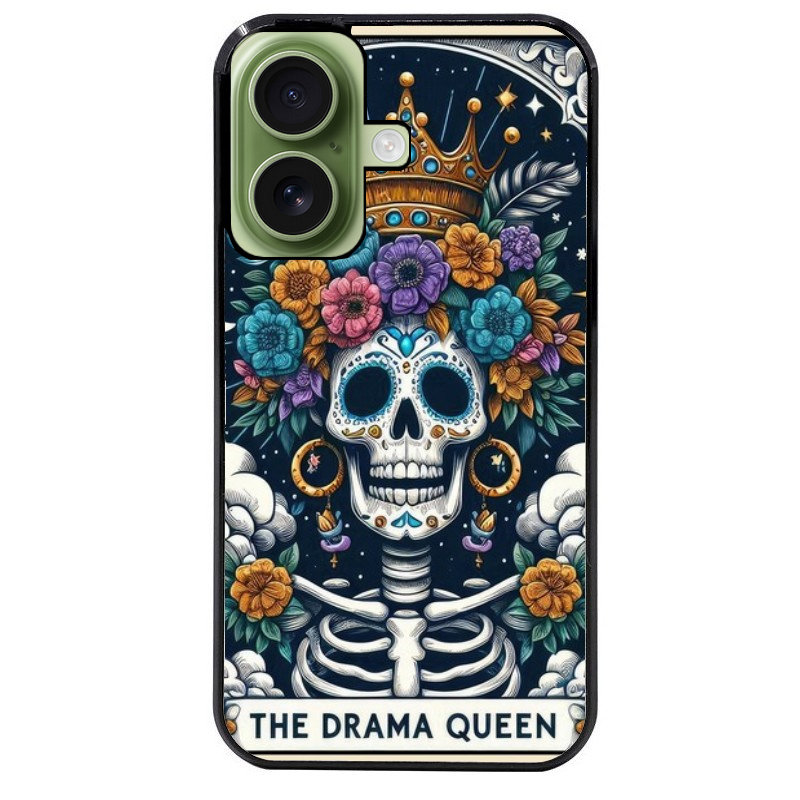 Coque noire taperso pour Iphone 17 17E AIR MAX PRO avec motif tete de mort drama queen protection antichoc personnalisée