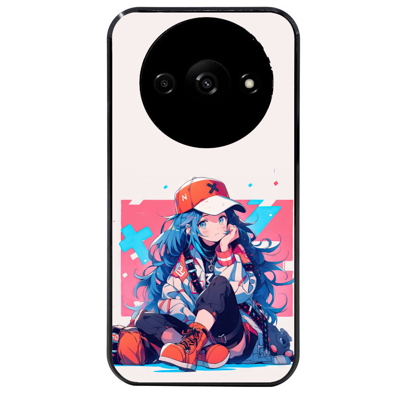 Coque noire taperso pour Redmi A3 avec motif anime casquette personnalise protection antichoc personnalisée