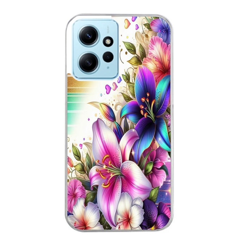 Coque taperso pour POCO X5 5G avec motif fleur fluo protection antichoc personnalisée