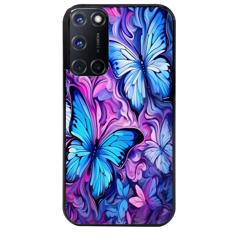 Coque noire taperso pour OPPO Reno 8 LITE avec motif papillon violet uv protection antichoc personnalisée
