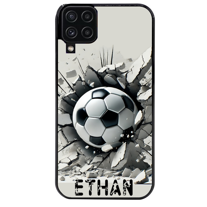 Coque noire taperso pour galaxy A22 A32 A52 A52S 4G 5G  avec motif foot beton personnalisee protection antichoc personnalisée