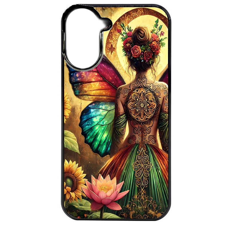 Coque noire taperso pour POCO C71 4G avec motif fee et fleurs protection antichoc personnalisée