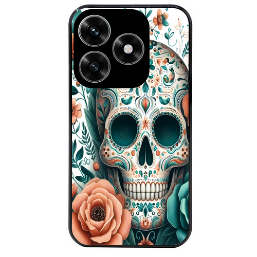 Coque noire taperso pour Honor X6B X5C X5C PLUS avec motif mort mexicaine turquoise protection antichoc personnalisée