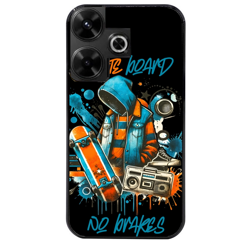 Coque noire taperso pour POCO M6 4G avec motif skate board protection antichoc personnalisée