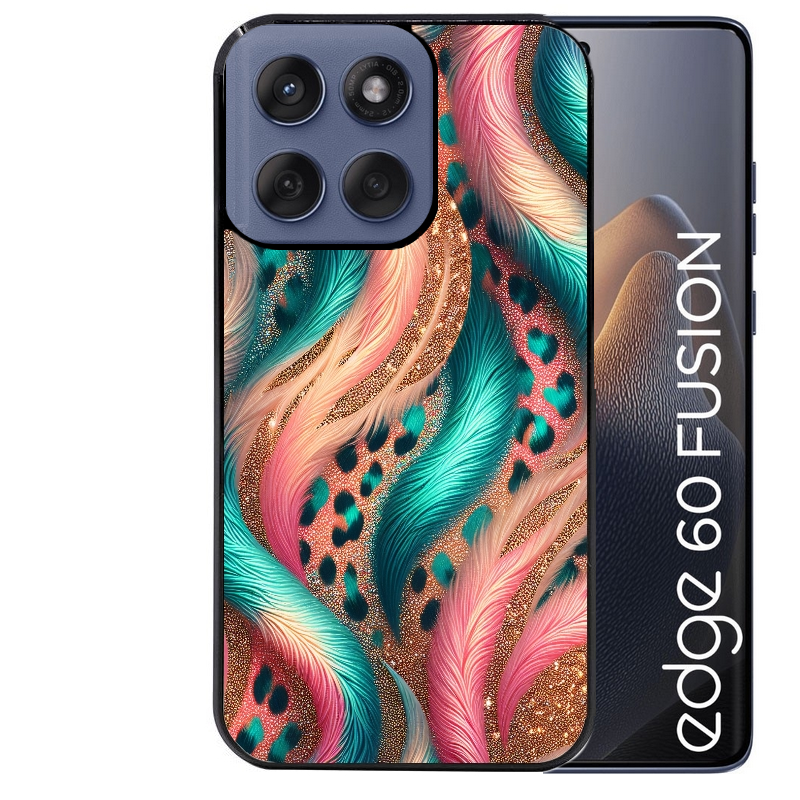 Coque noire taperso pour Moto Edge 60 et Neo Fusion Pro avec motif effet fourrure leopard 2 protection antichoc personnalisée