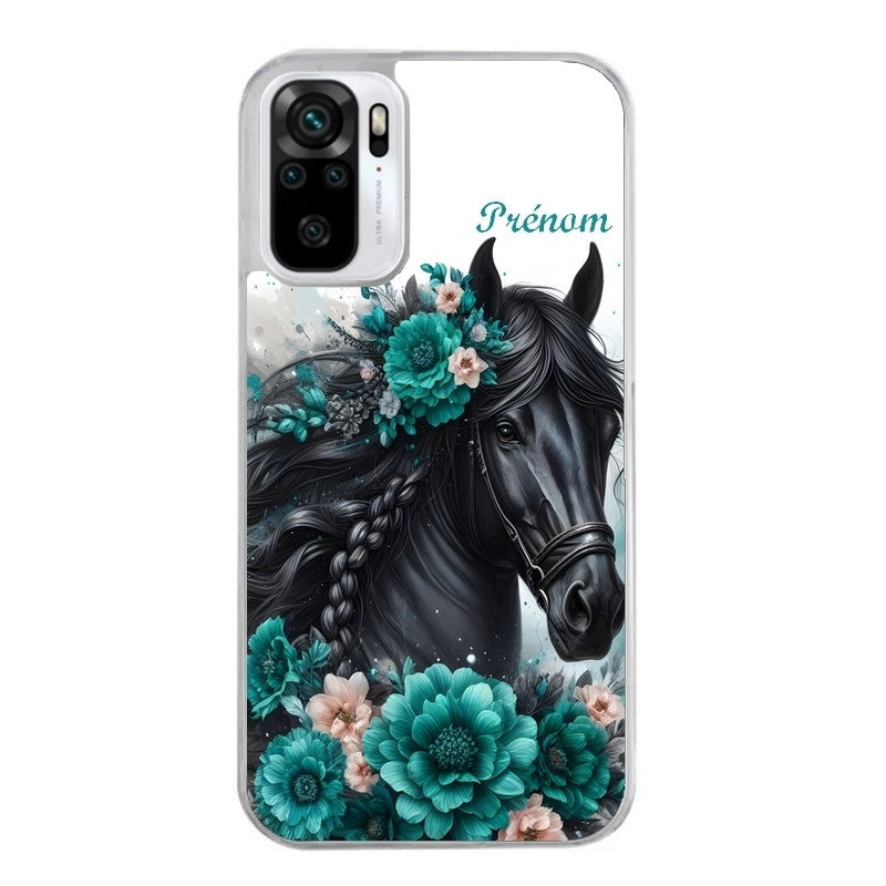 Coque taperso pour Redmi Note 10 4G 5G PRO 10S avec motif cheval et fleurs personnalisee protection antichoc personnalisée