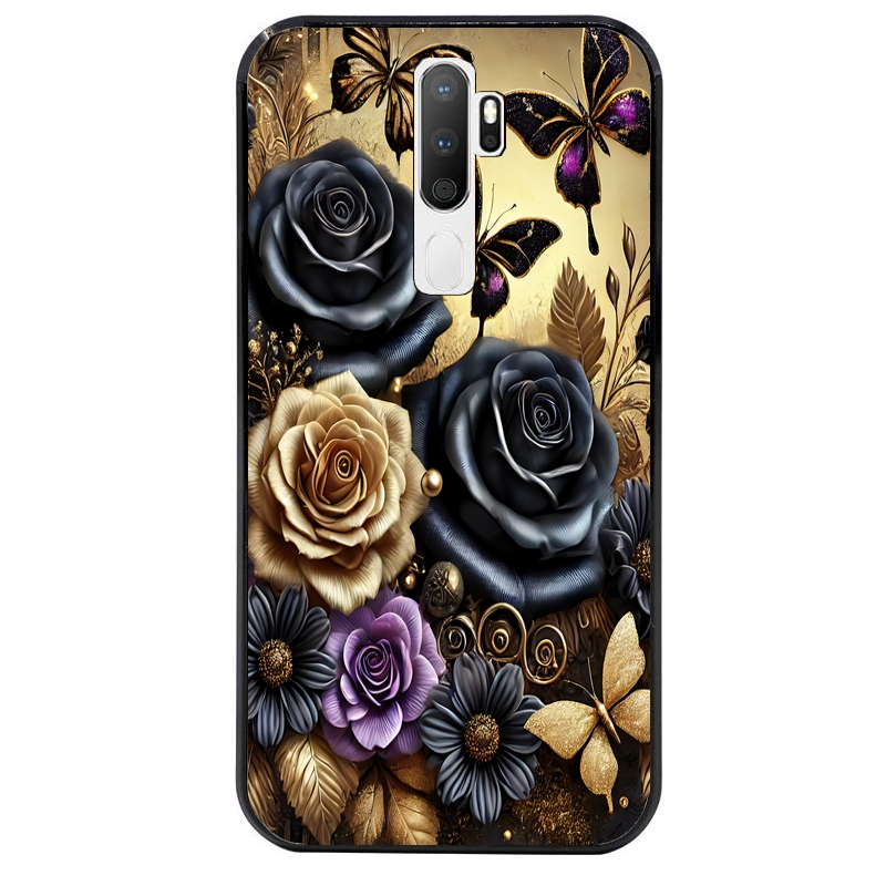 Coque noire taperso pour OPPO A5 A9 2020 avec motif papillon gothic protection antichoc personnalisée