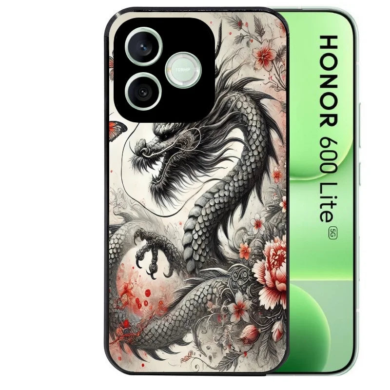 Coque noire pour Honor 600 LITE avec motif dragon japan protection antichoc personnalisée