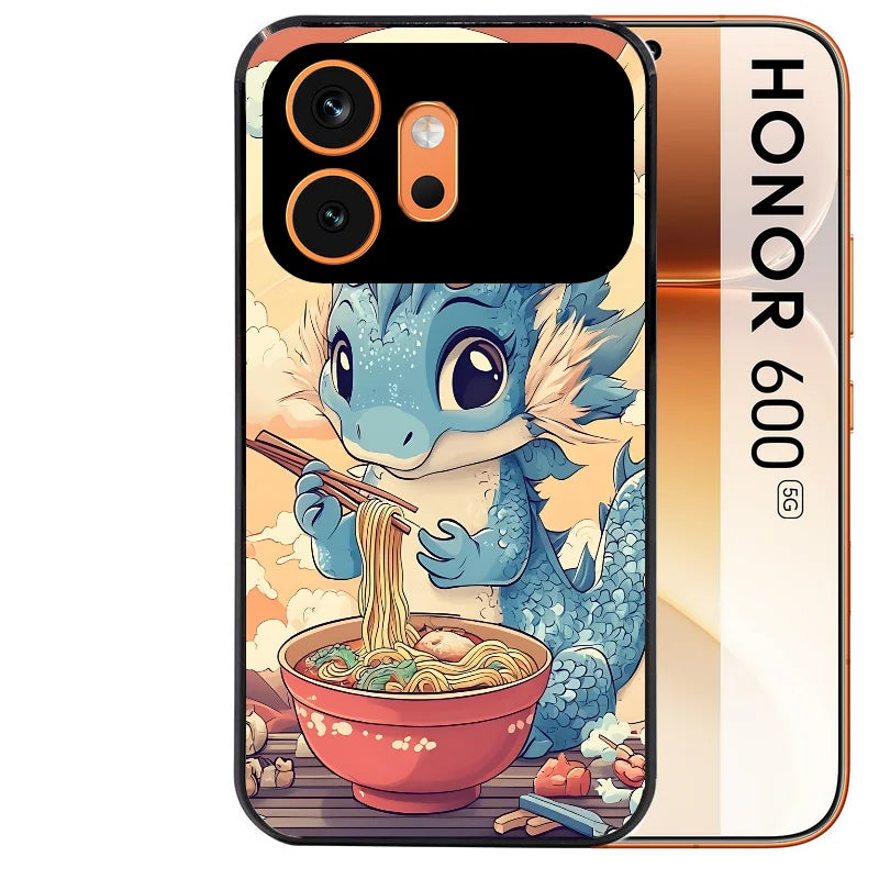 Coque noire taperso pour Honor 600 et 600 PRO avec motif dragon ramen 2 protection antichoc personnalisée