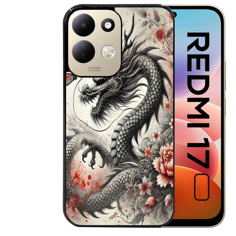 Coque pour Redmi 17 et 17C 4G 5G dragon japan