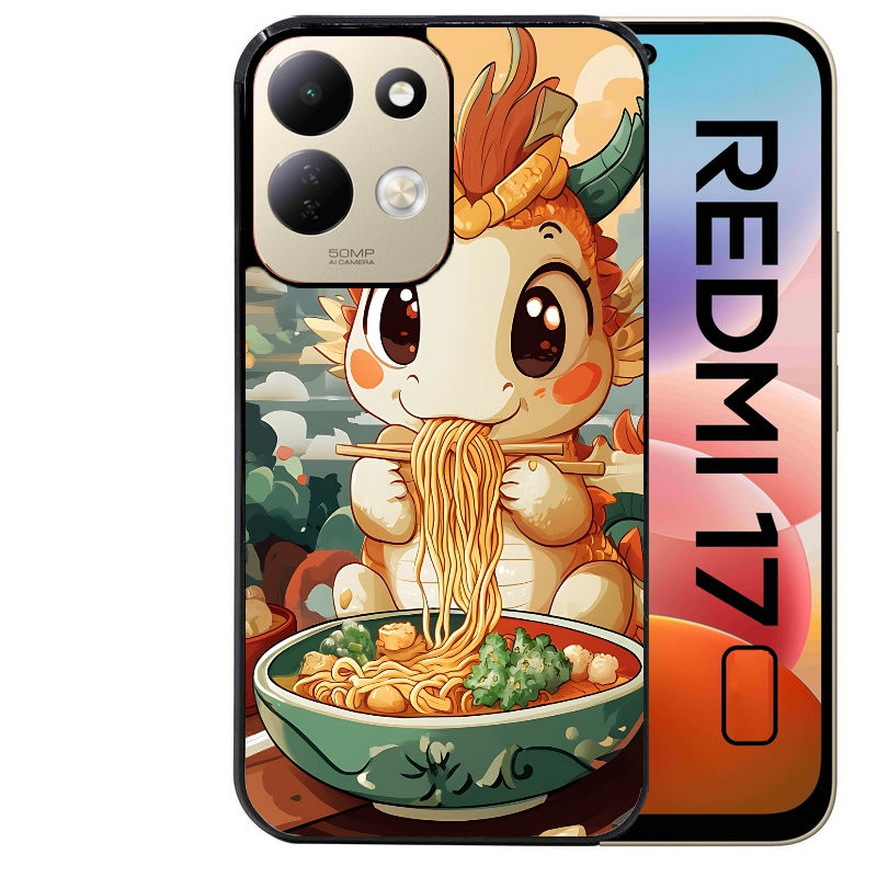 Coque pour Redmi 17 et 17C 4G 5G dragon ramen 3