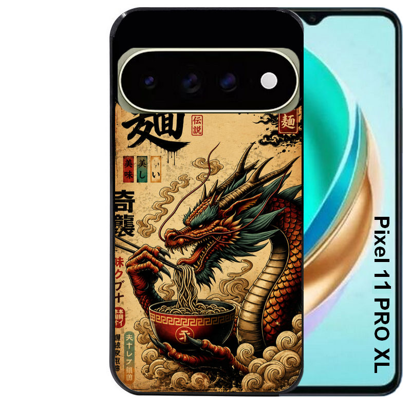 Coque pour Pixel 10 / 11 / PRO / XL dragon ramen vintage