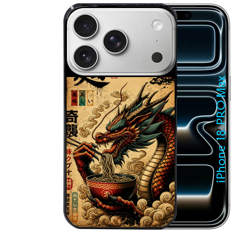 Coque pour Iphone 18 / PRO / PRO MAX / 18E dragon ramen vintage