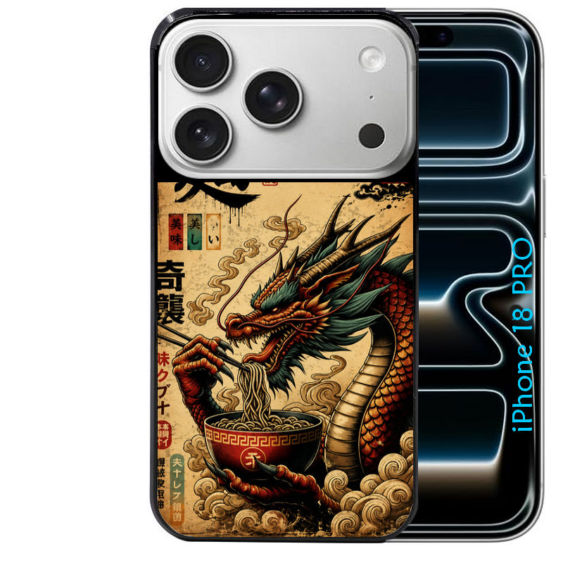 Coque pour Iphone 18 / PRO / PRO MAX / 18E dragon ramen vintage