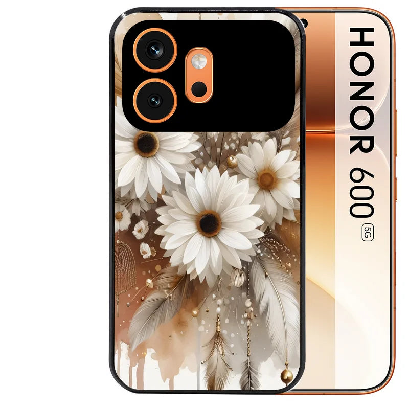 Coque noire taperso pour Honor 600 et 600 PRO avec motif dreamcatcher marguerite protection antichoc personnalisée