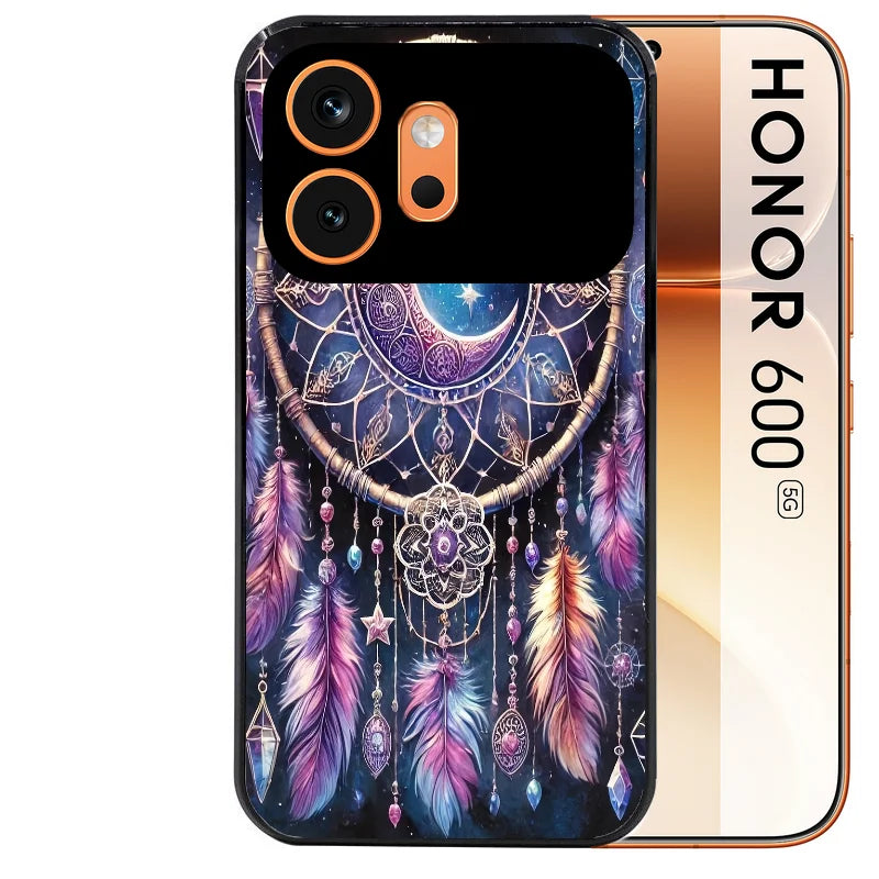 Coque noire taperso pour Honor 600 et 600 PRO avec motif dreamcatcher et lune protection antichoc personnalisée