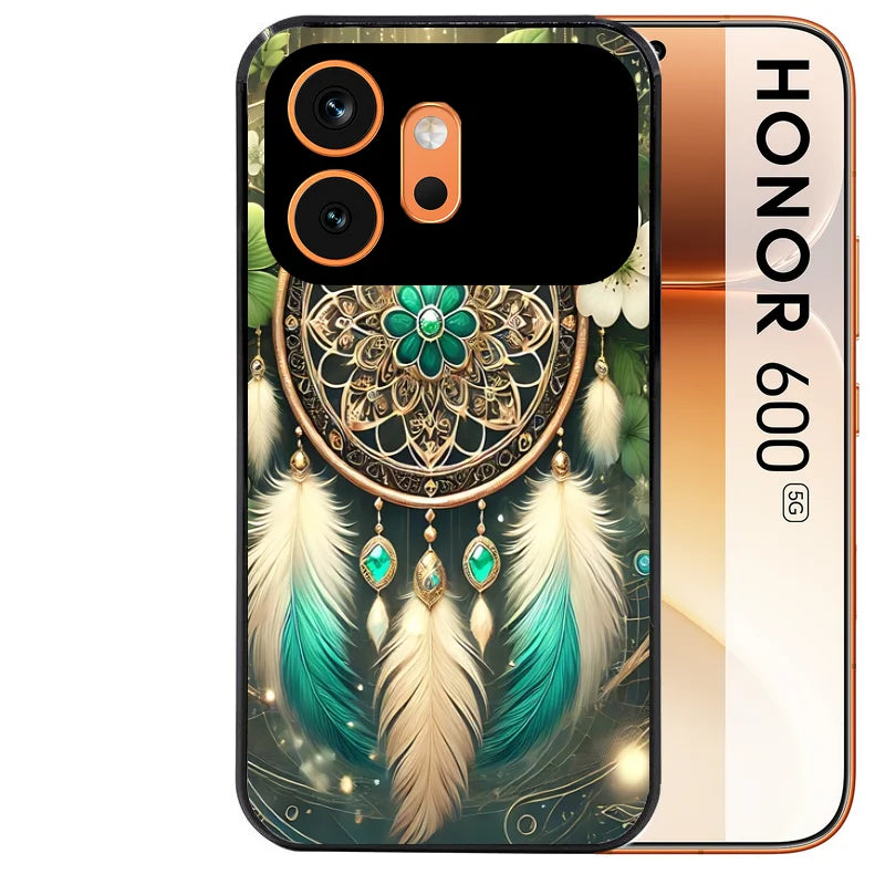Coque noire taperso pour Honor 600 et 600 PRO avec motif dreamcatcher talisman protection antichoc personnalisée