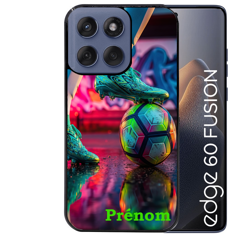 Coque noire taperso pour Moto Edge 60 et Neo Fusion Pro avec motif foot controle personnalisee protection antichoc personnalisée