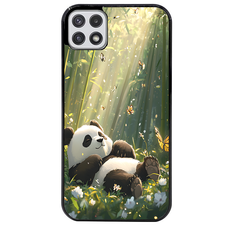 Coque noire taperso pour galaxy A22 A32 A52 A52S 4G 5G  avec motif panda bambou protection antichoc personnalisée
