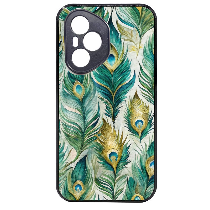 Coque noire taperso pour Honor 400 et Lite Pro Smart avec motif paon plumes protection antichoc personnalisée